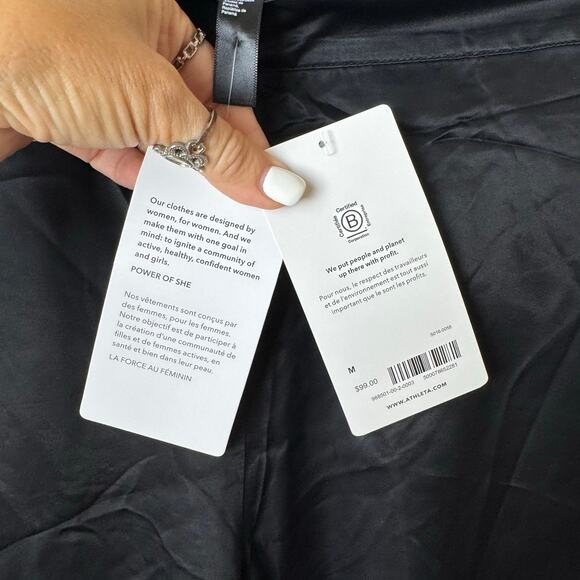 NWT Athleta Pantalon Calm Cool Pant Women’s Size Medium Black Palazzo Silky - Picture 6 of 13
